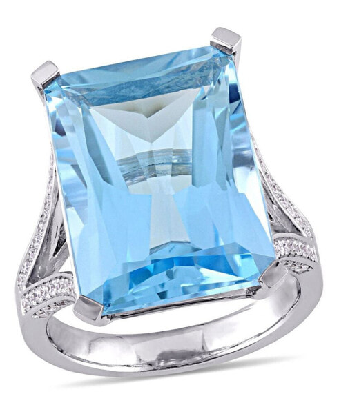 Кольцо Macy's Blue Topaz and Diamond Octagon