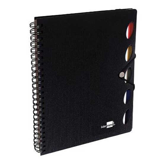LIDERPAPEL Spiral notebook a5 micro executive plastic cover 100h 80gr square 5 mm 5 dividers with rubber band
