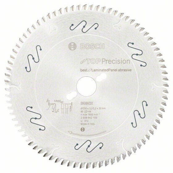 Bosch Kreissägeblatt Top Precision Best for Laminated Panel Abrasive 250 x 30 x 3,2 mm, 80