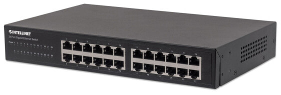 Intellinet 24-Port Gigabit Ethernet Switch - 24 x 10/100/1000 Mbit/s RJ45-Ports - IEEE 802.3az (Energy Efficient Ethernet) - Desktop - 19" Rackmount - Metal (Euro 2-pin plug) - Gigabit Ethernet (10/100/1000) - Full duplex - Rack mounting
