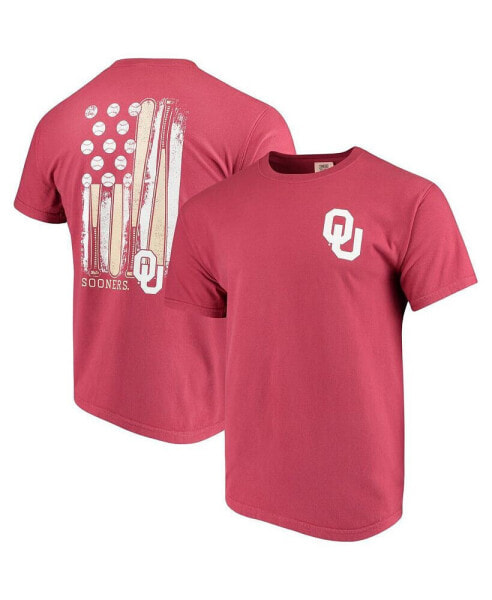 Men's Crimson Oklahoma Sooners Baseball Flag Comfort Colors T-shirt