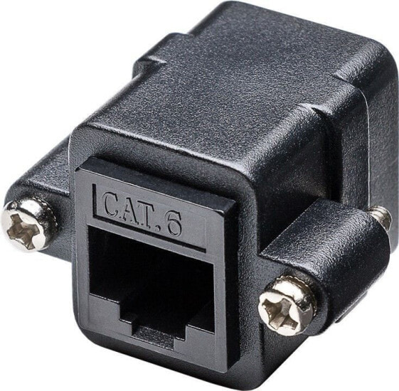 Goobay RJ45 Mounting Adapter with Mounting Flange - Cat 6 - Black - 2x RJ-45 - Black - Female - Straight - Polycarbonate (PC) - Cat6