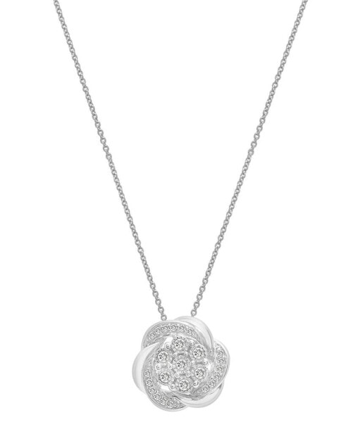 Macy's diamond Flower 18" Pendant Necklace (1/4 ct. t.w.) in Sterling Silver, Created for Macy's