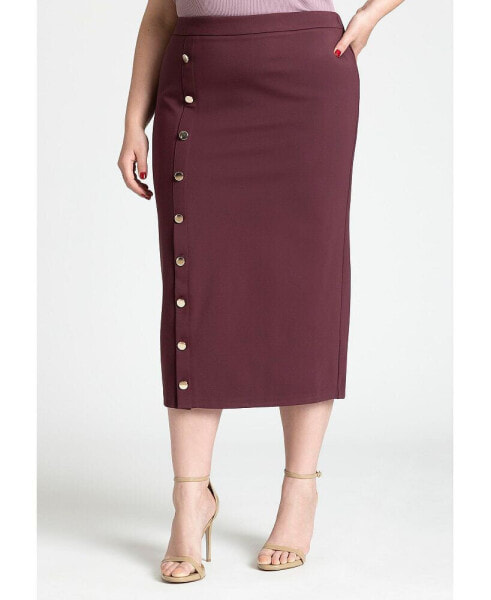 Plus Size Side Placket Skirt