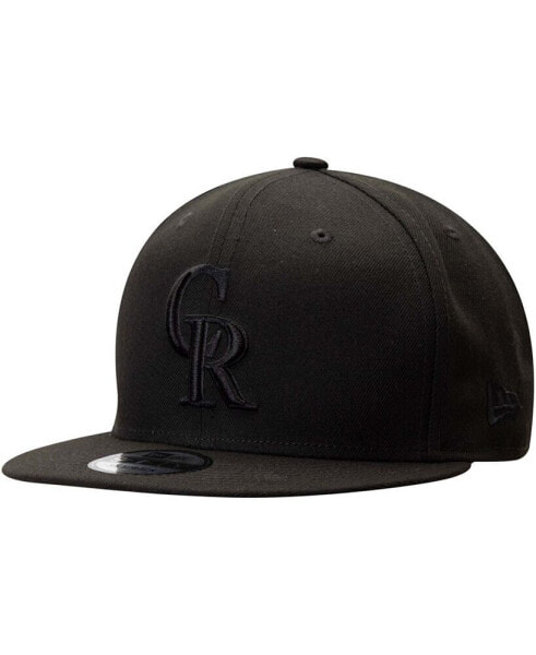 Men's Black Colorado Rockies Black on Black 9FIFTY Team Snapback Adjustable Hat