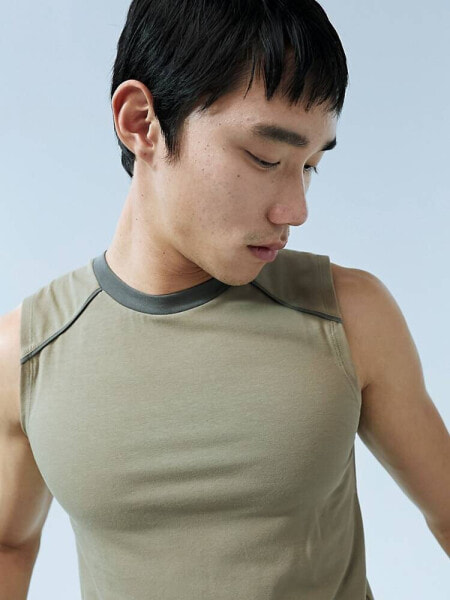 ASOS DESIGN tank with seam detail in green