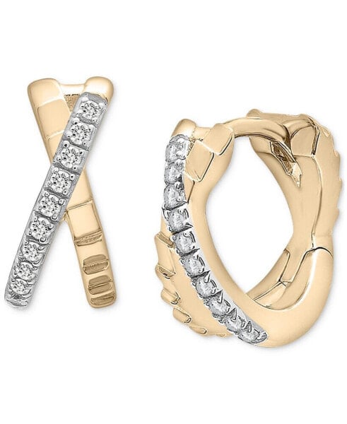 Diamond Crossover Small Hoop Earrings (1/10 ct. t.w.) in Gold Vermeil, Created for Macy's