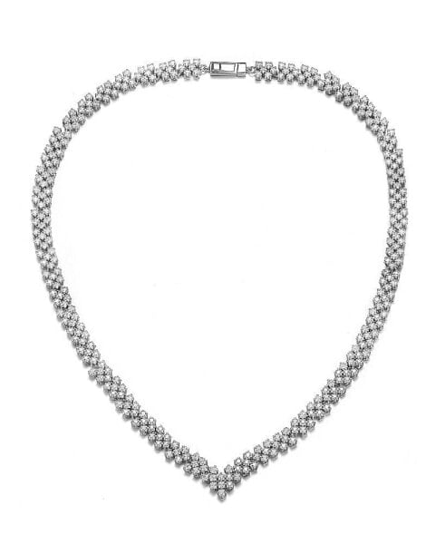 Classy White Gold Plated Tennis Necklace