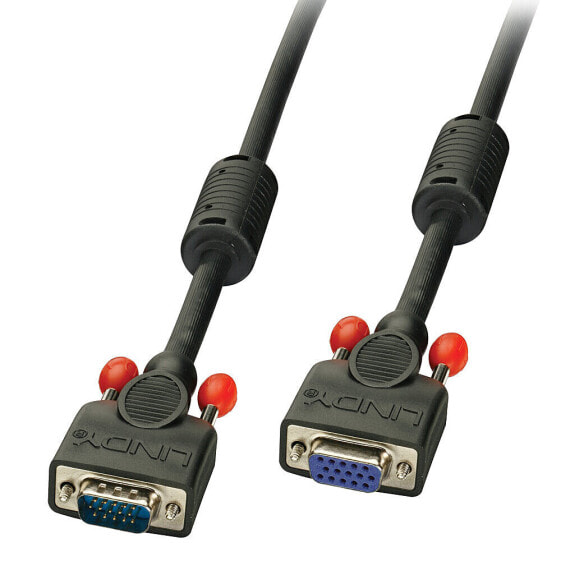 Lindy VGA Cable M/F - black 1m - 1 m - VGA (D-Sub) - VGA (D-Sub) - Male - Female - Black