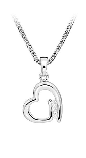 Romantic Silver Heart Necklace SC477 (Chain, Pendant)