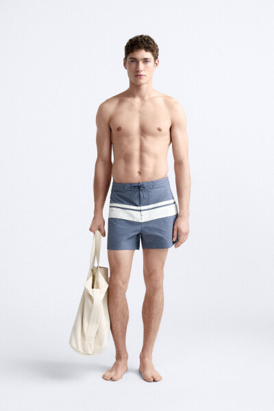 Striped swimming trunks