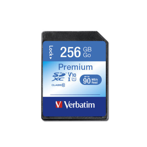 Verbatim Premium - 256 GB - SDXC - Class 10 - UHS-I - 90 MB/s - 10 MB/s