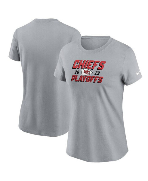 Women's Gray Kansas City Chiefs 2023 NFL Playoffs Iconic T-shirt