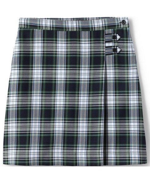 Big Girls School Uniform Plaid A-line Skirt Below the Knee