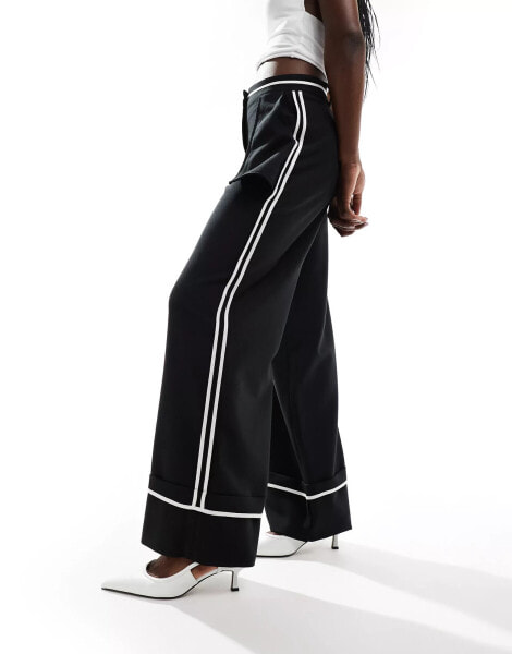 ASOS DESIGN wide leg external binding tailored trouser