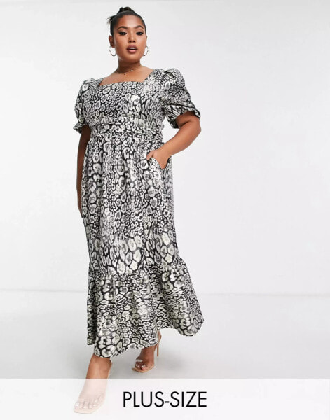 Lovedrobe Luxe Plus – Midaxi-Kleid aus Jacquard mit Metallic-Leopardenmuster