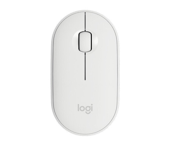 Logitech Pebble M350 Wireless Mouse - Ambidextrous - Optical - RF Wireless + Bluetooth - 1000 DPI - White