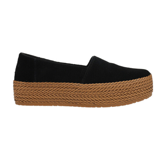 TOMS Valencia Suede Plaform Espadrille Womens Black Flats Casual 10021425T-001