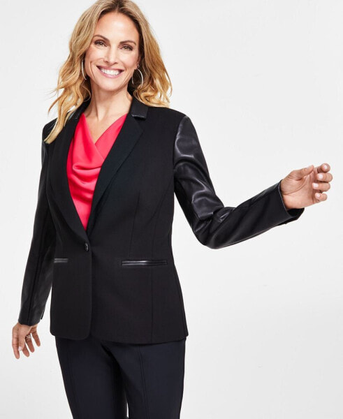 Women's Mixed-Media Blazer, Created for Macy's