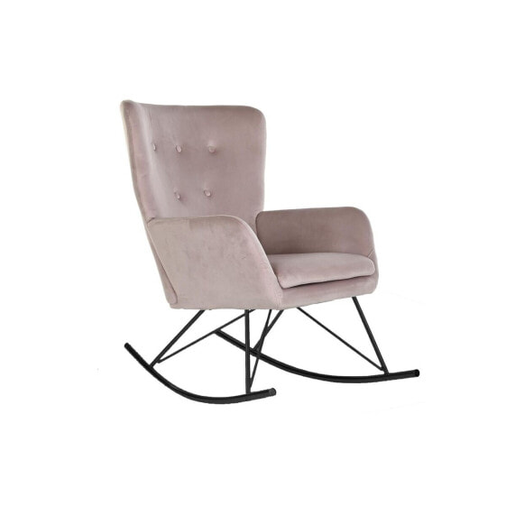 Кресло-качалка Для дома Home ESPRIT Чёрно-розовое полиэстерное металлическое 68 x 90 x 92 см.