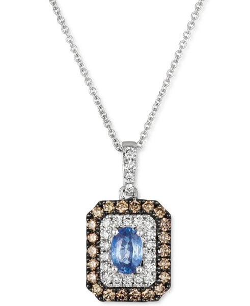 Blueberry Sapphire (3/8 ct. t.w.) & Diamond (1/2 ct. t.w.) 18" Pendant Necklace in 14k White Gold