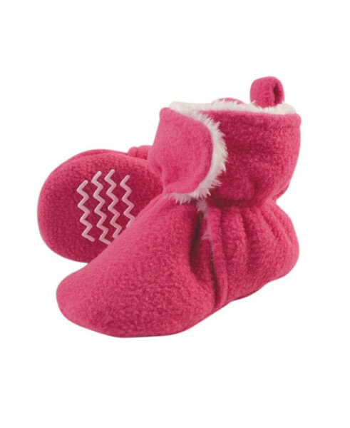 Baby Girls Cozy Fleece and Faux Shearling Booties, Dark Pink