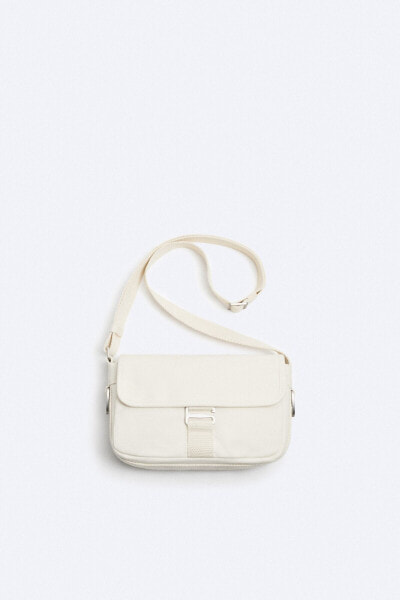 Canvas crossbody bag with buckle