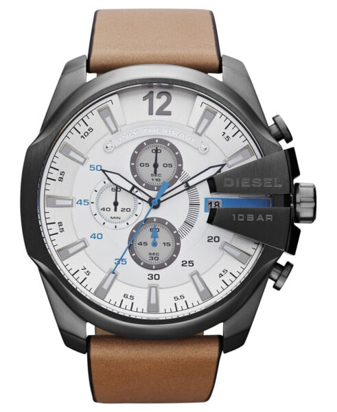 Men's Chronograph Tan Leather Strap Watch 51mm DZ4280