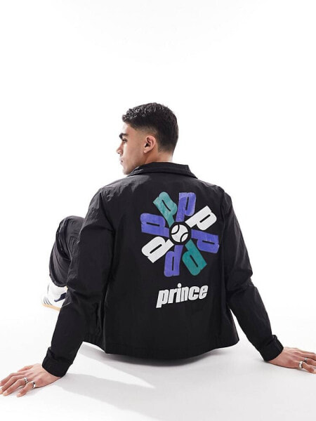 Prince co-ord graphic back track jacket in black