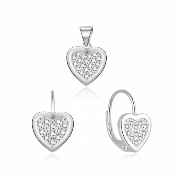 Romantic Silver Jewelry Set Heart S0000272 (pendant, earrings)