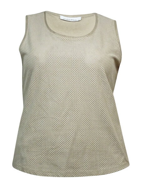 Calvin Klein Women's Perforated Faux Suede Tank Top Latte L