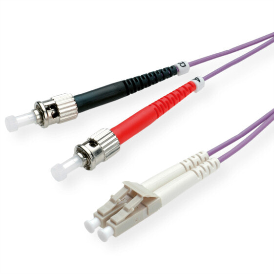 ROLINE Fibre Optic Jumper Cable - 50/125µm - LC/ST - OM4 - purple 3 m - 3 m - OM4 - LC - ST