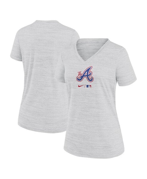 Women's Gray Atlanta Braves 2023 City Connect Velocity Practice Performance V-Neck T-shirt