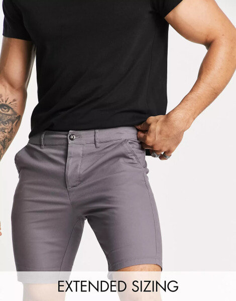 ASOS DESIGN skinny chino shorts in charcoal