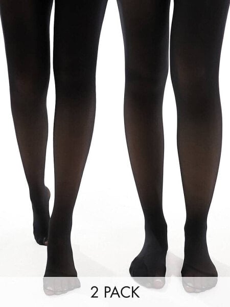 ONLY 40 den 2 pack tights in black