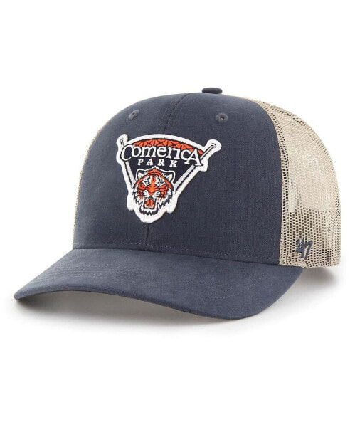 Men's '47 Navy, Natural Detroit Tigers Comerica Park Local Haven Trucker Snapback Hat
