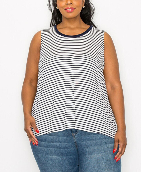 Plus Size Contrast Binding Tank Top