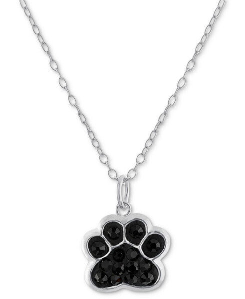 Crystal Pavé Pawprint 18" Pendant Necklace in Sterling Silver, Created for Macy's
