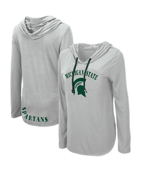 Women's Heather Gray Michigan State Spartans My Lover Lightweight Hooded Long Sleeve T-shirt