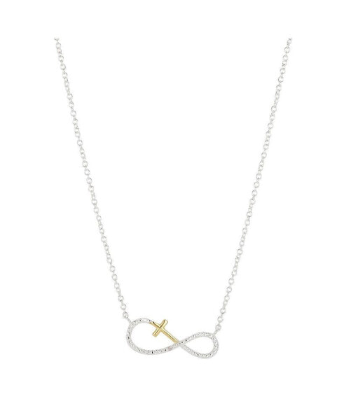 14K Gold Flash Plated Cubic Zirconia Cross Infinity Pendant Necklace