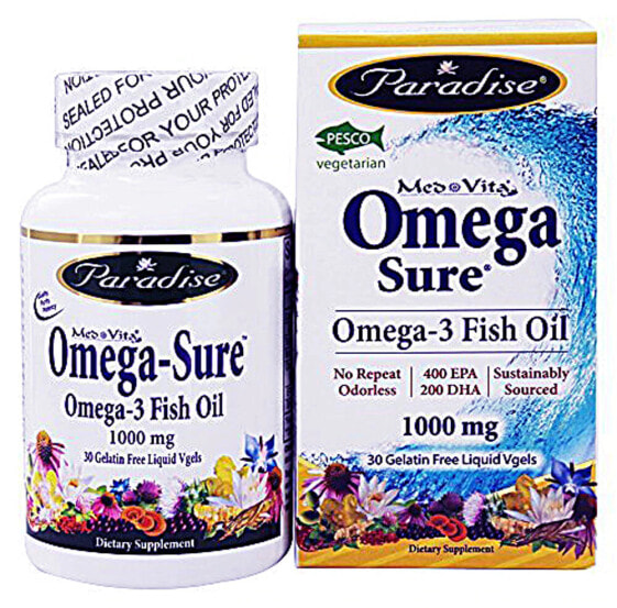 Paradise Herbs Med-Vita Omega-Sure Omega-3 Fish Oil  Омега-3 из рыбьего жира 1000 мг  30 капсул
