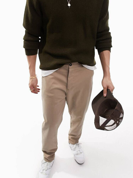 ASOS DESIGN tapered chinos in stone