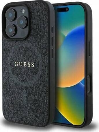 Guess Guess GUHMP16LG4GFRK iPhone 16 Pro 6.3" czarny/black hardcase 4G Ring Classic Logo MagSafe