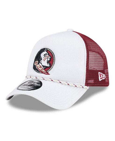 Men's White/Garnet Florida State Seminoles Court Sport Foam A-Frame 9FORTY Adjustable Trucker Hat