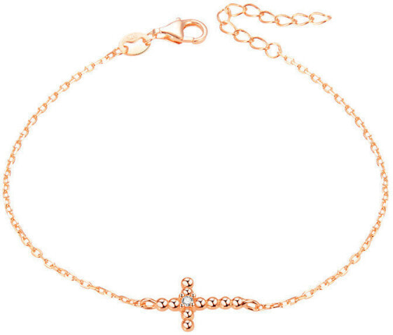 Gold-plated bracelet with a cross AGB580 / 21-ROSE