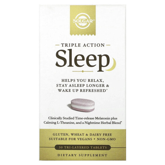 Solgar, Sleep, тройного действия, 30 трехслойных таблеток