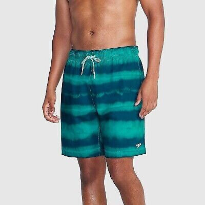 Speedo Men's 5.5" Striped Swim Shorts - Green L
