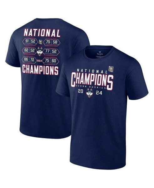 Men's Navy UConn Huskies 2024 NCAA Men's Basketball National Champions Schedule T-Shirt