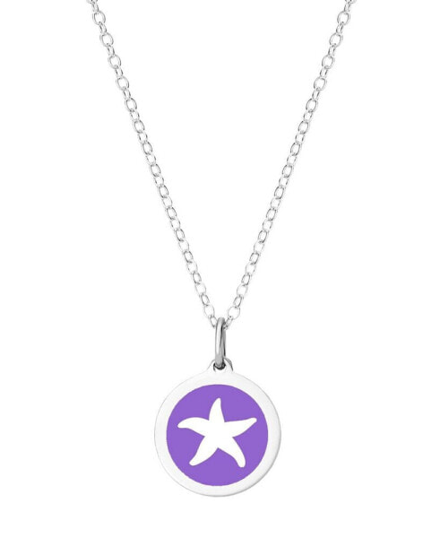 Mini Starfish Pendant Necklace in Sterling Silver and Enamel, 16" + 2" Extender
