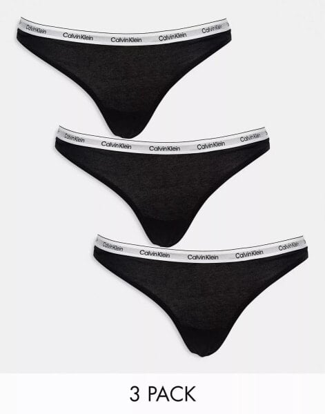 Calvin Klein Modern Logo 3 pack thong in black